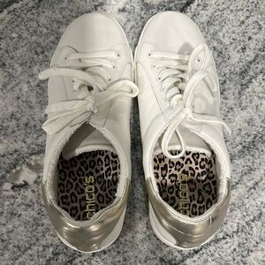 Chico's White Sneakers with Metallic Gold Accents